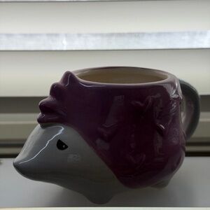 Charming Purple and Gray Ceramic Hedgehog Mug